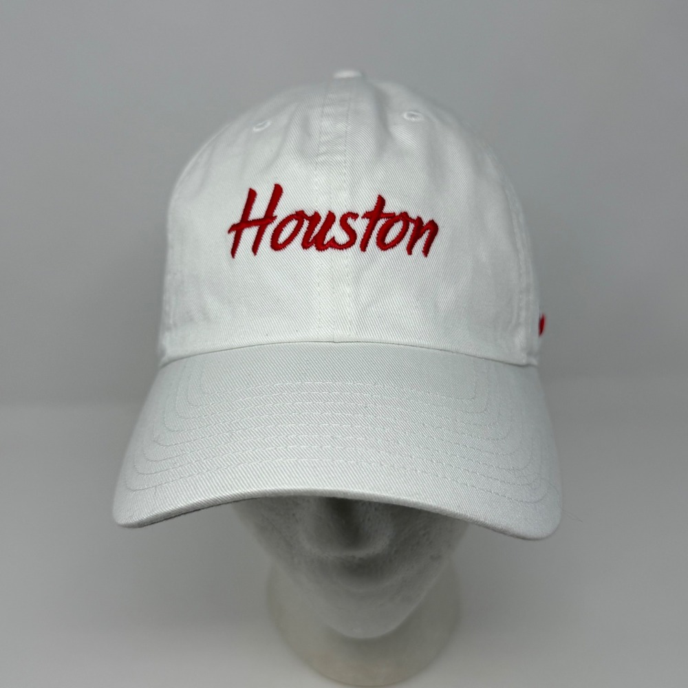 Nike Heritage86 Houston Script Adjustable Hat White Red Cotton Cap 384427-10A